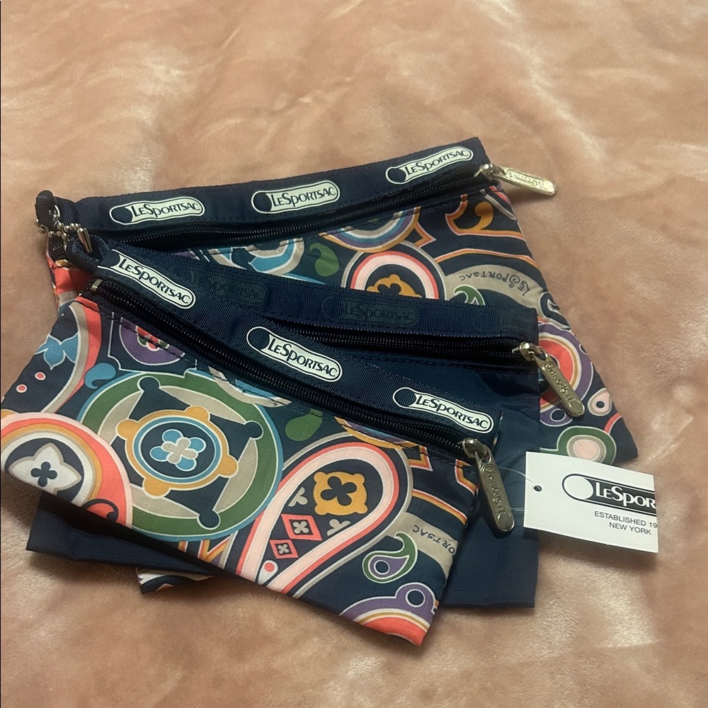 LeSportsac Colorful Patterned Pouch Trio